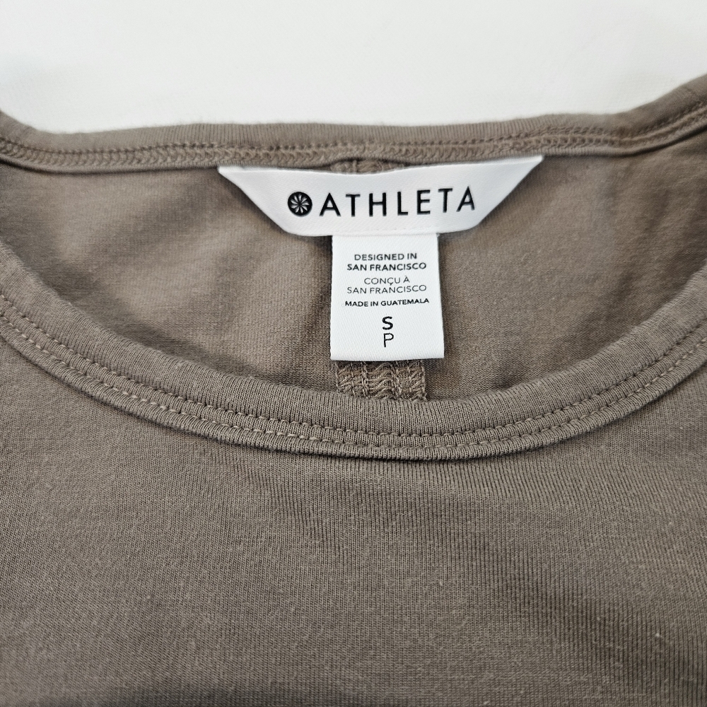 Lot Of 3 Athleta Shirts Womens Small Short Sleeve Tan Gray And White - Picture 11 of 13